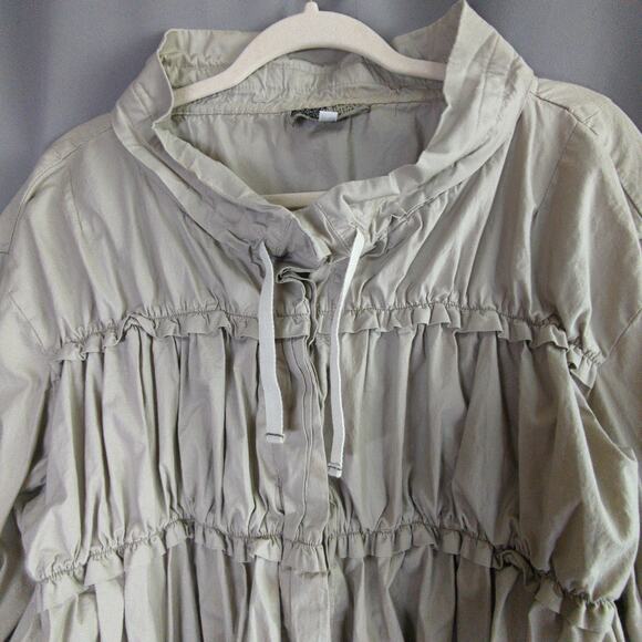 Habitat Clothes to Live In Jacket Womens L Tan Ruched Button Front Lightweight - Picture 4 of 8